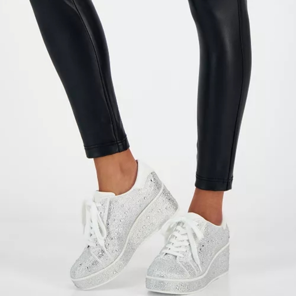 INC International Concepts White Glitter Platform Sneakers
